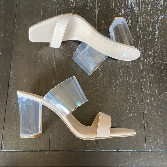 bp Shoes - BP Naomi Clear Translucent Nude Block Heel Sandals Heels Party Size 10M